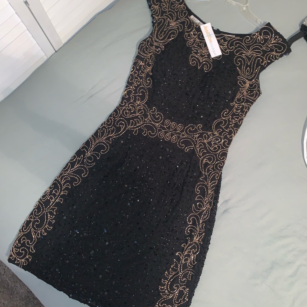 Black Fitted Sequin Homecoming Dress
